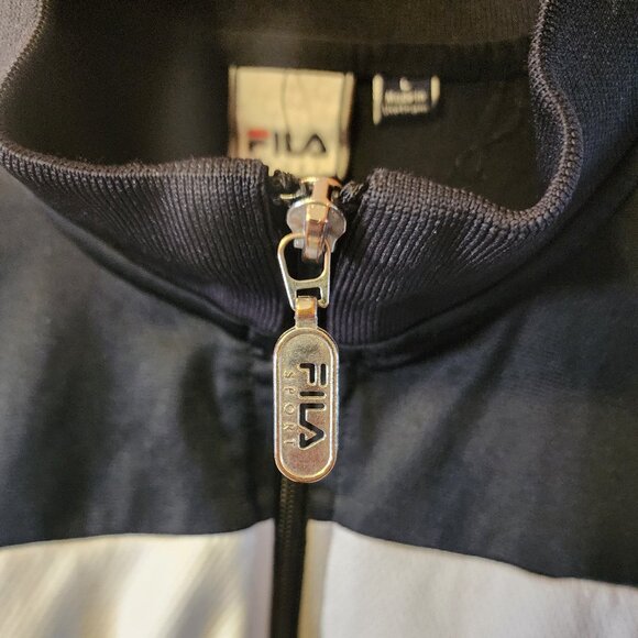 Men's Large Fila Sport Black with White/Gray Stripes Lightweight Full Zip Jacket - Picture 8 of 10